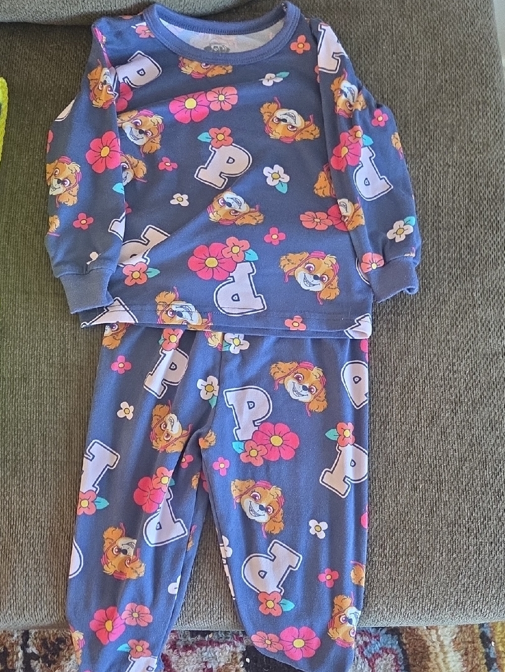 Paw Patrol Girls Navy and Pink Skye Floral Pajama Set